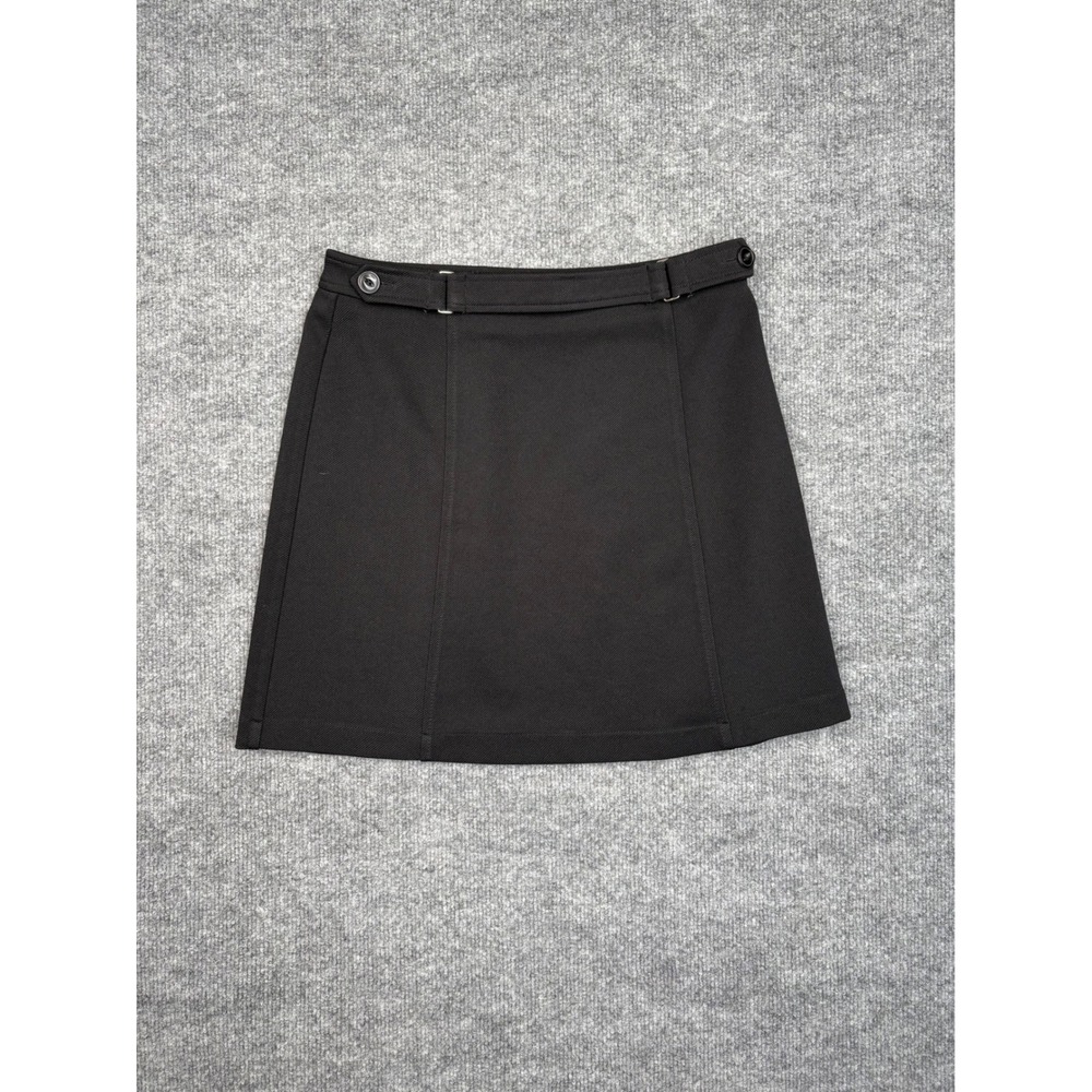American Eagle Outfitters Black Mini Skirt A-Line Side Zip Waist Tabs Womens 4